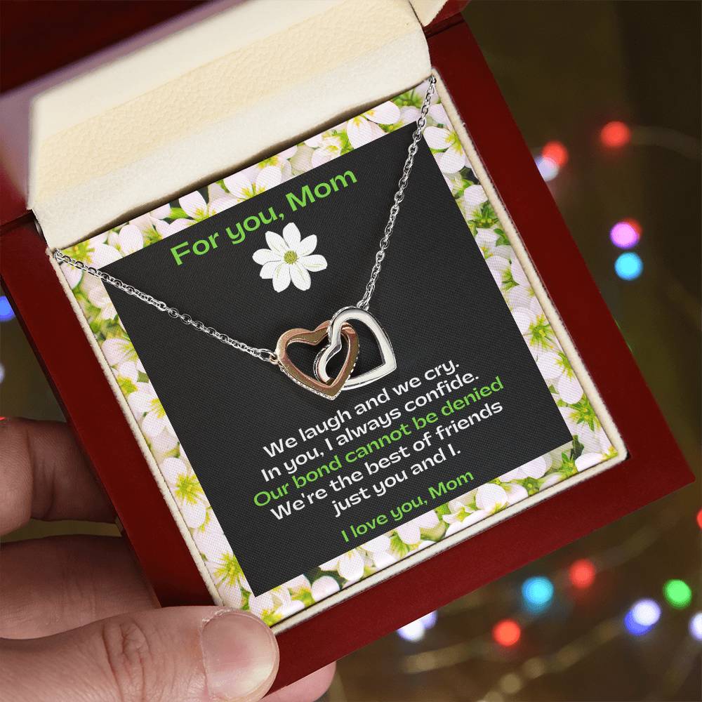 Interlocking Hearts Pendant Necklace for BFF Mom | Best Friend Mom | Gifts for Mom | Great Present for Birthdays, Mother's Day or Just Because