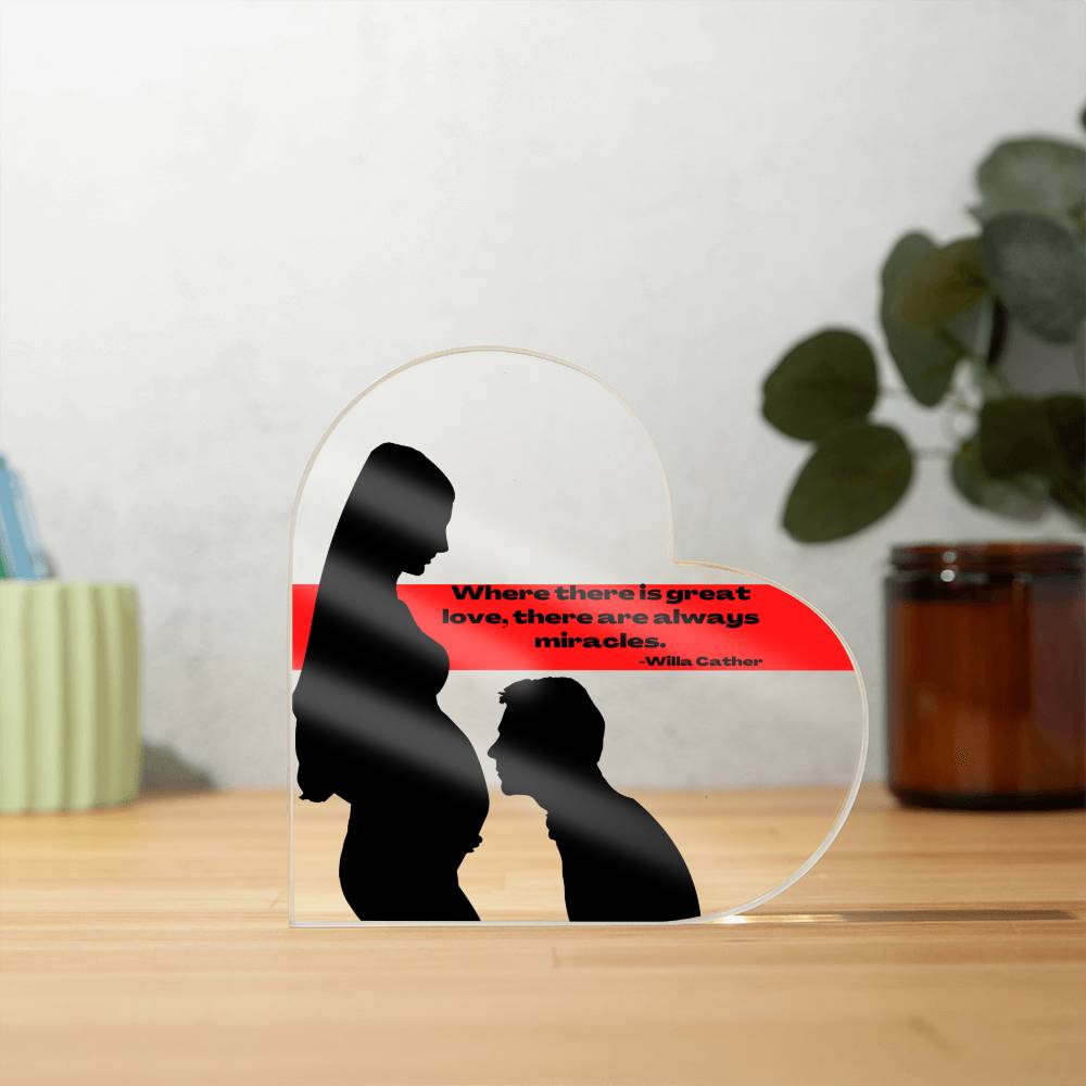 Acrylic Heart with Pregnant woman and Willa Cather quote | Gifts for Mom | Perfect gift for Mother-to-be