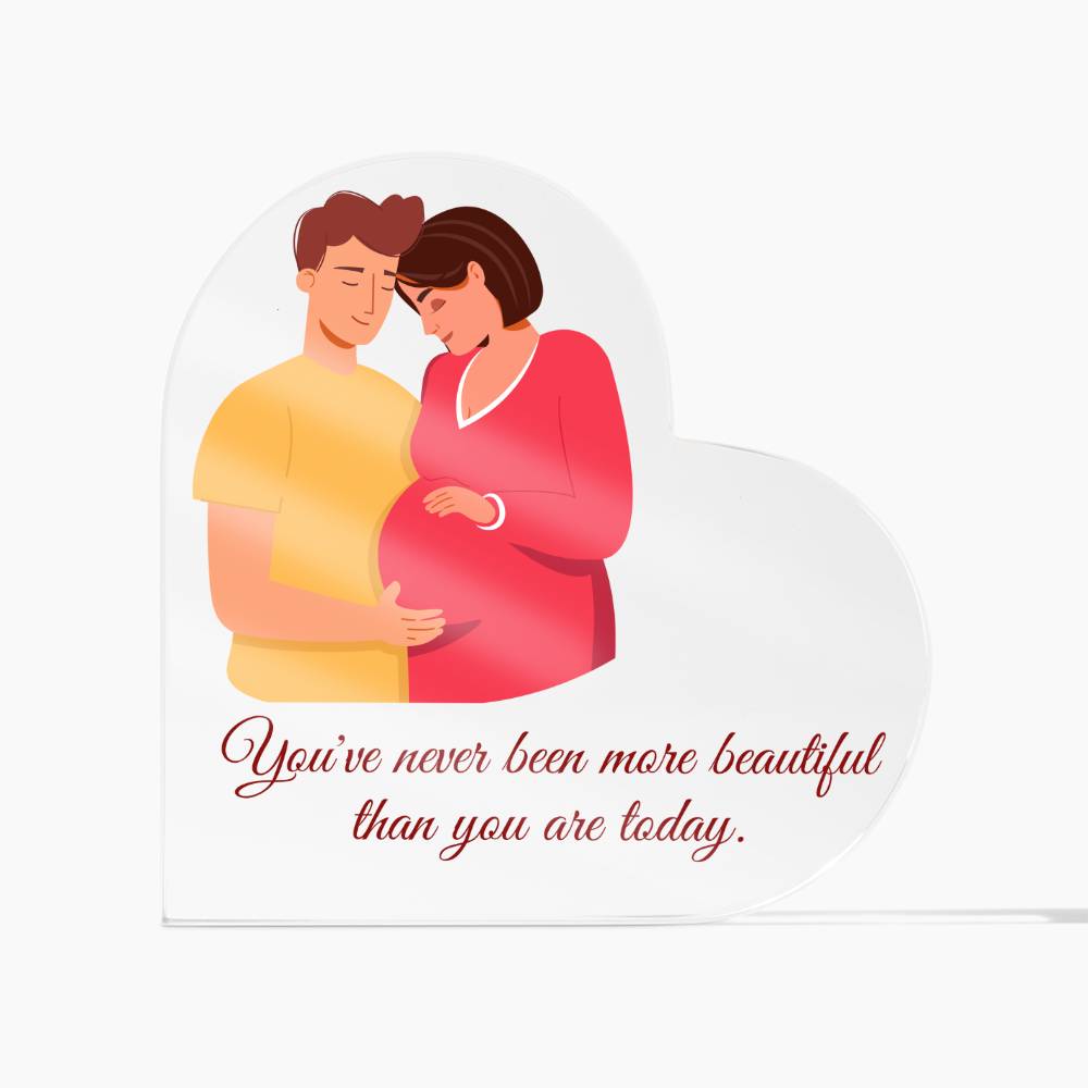 Never More Beautiful Acrylic Heart for Mom-to-be | Version 2 | Perfect gift for Mother-To-Be
