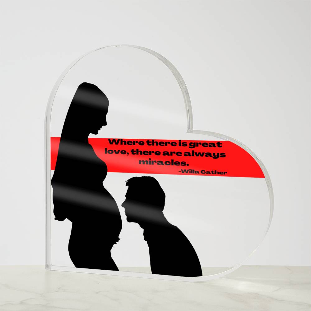 Acrylic Heart with Pregnant woman and Willa Cather quote | Gifts for Mom | Perfect gift for Mother-to-be