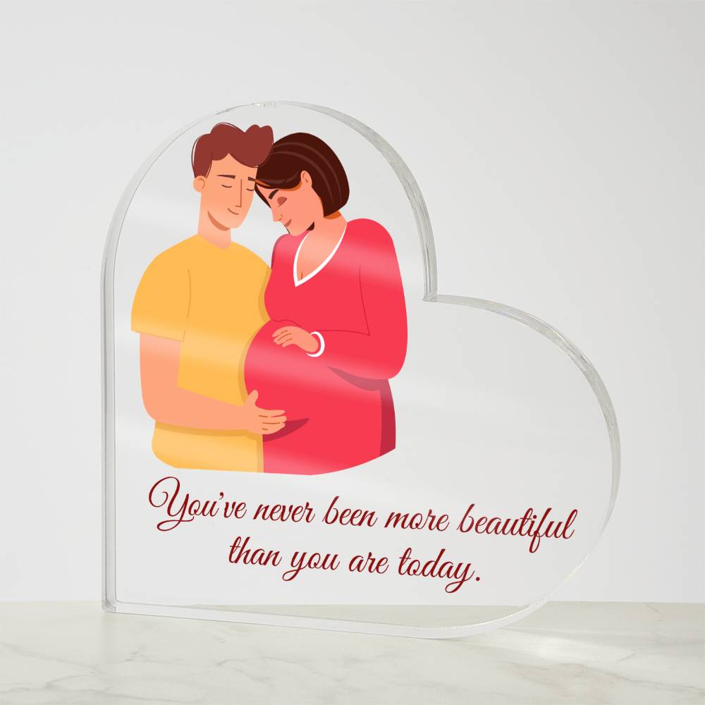 Never More Beautiful Acrylic Heart for Mom-to-be | Version 2 | Perfect gift for Mother-To-Be