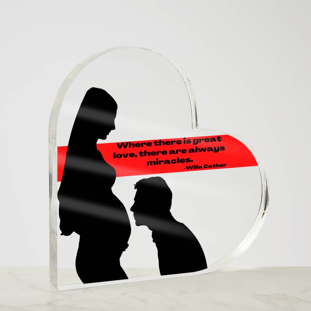 Acrylic Heart with Pregnant woman and Willa Cather quote | Gifts for Mom | Perfect gift for Mother-to-be