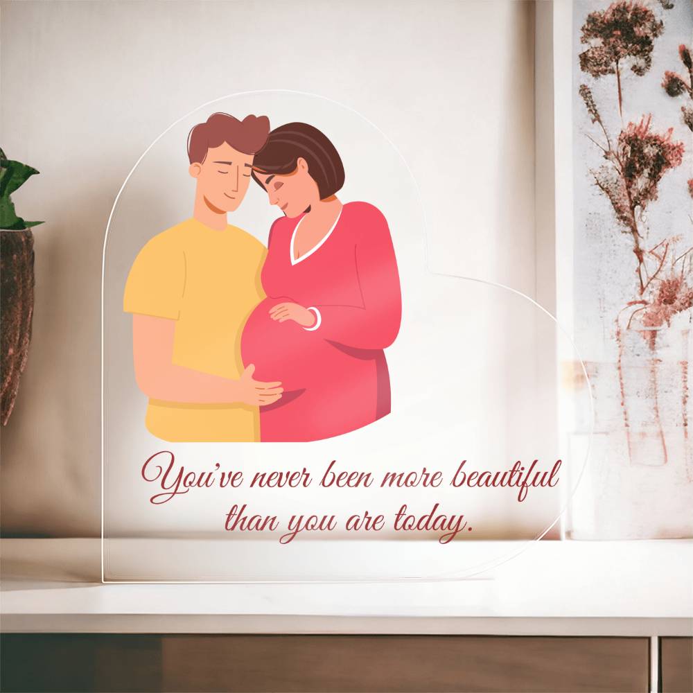 Never More Beautiful Acrylic Heart for Mom-to-be | Version 2 | Perfect gift for Mother-To-Be