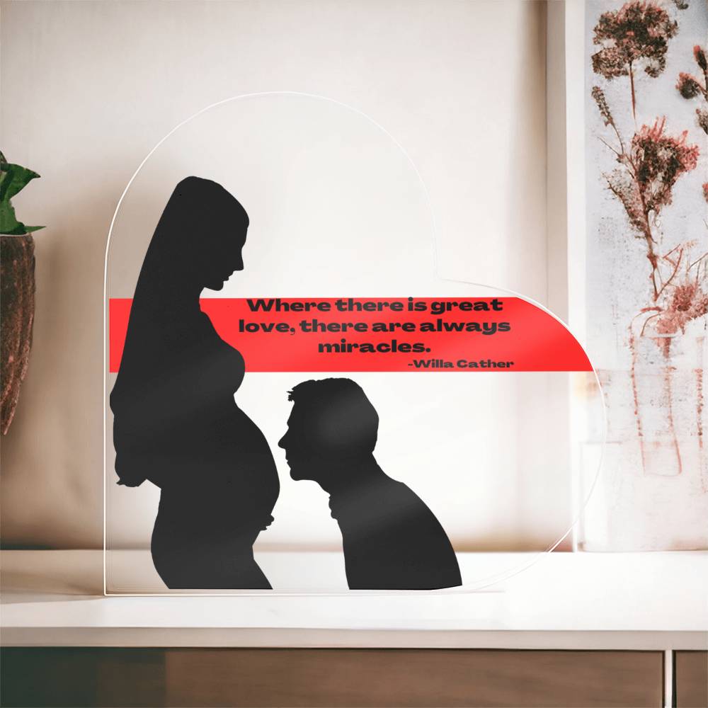 Acrylic Heart with Pregnant woman and Willa Cather quote | Gifts for Mom | Perfect gift for Mother-to-be