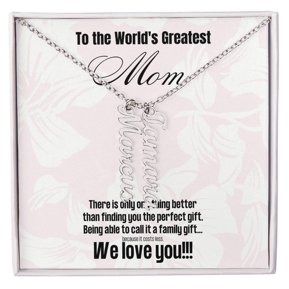 Multi Name Pendant Necklace For Mom | Comes with Funny Mom Message Card | Customize with up to 4 names | Great for birthdays or Mother's Day | Gifts for Moms