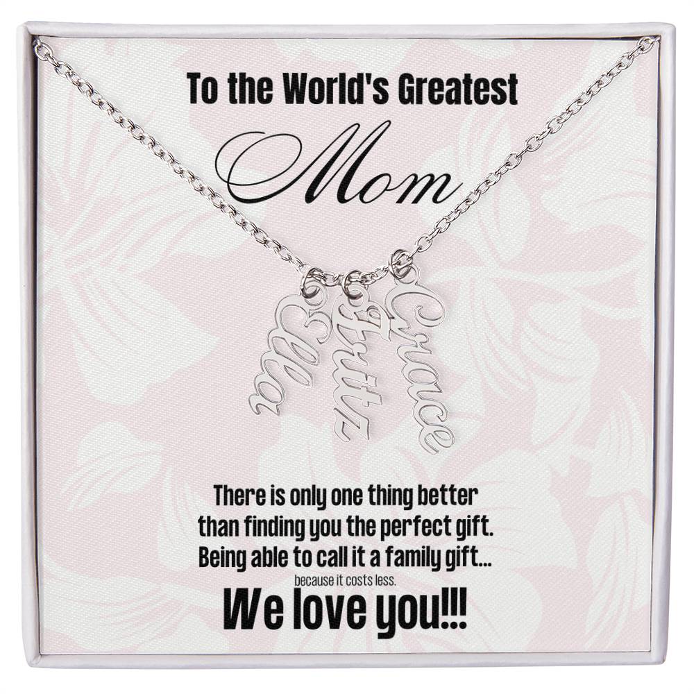 Multi Name Pendant Necklace For Mom | Comes with Funny Mom Message Card | Customize with up to 4 names | Great for birthdays or Mother's Day | Gifts for Moms