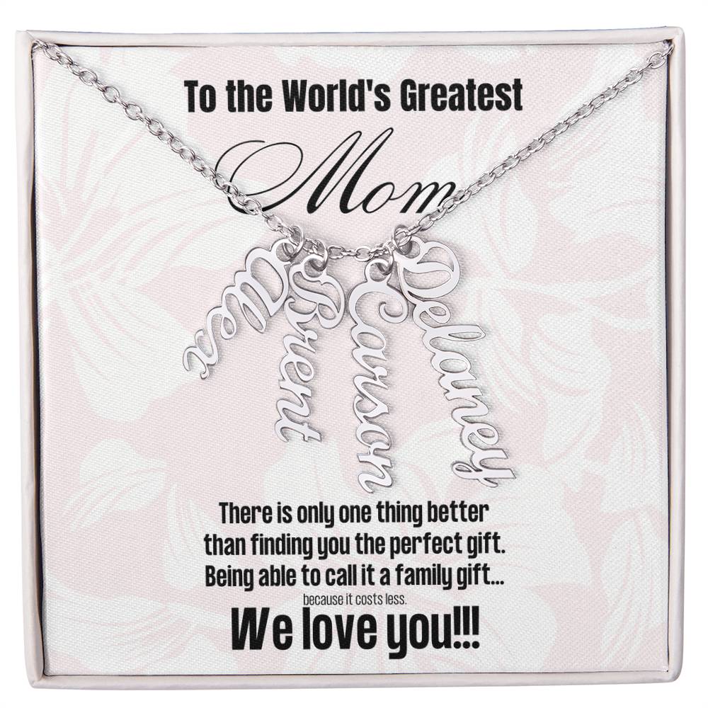 Multi Name Pendant Necklace For Mom | Comes with Funny Mom Message Card | Customize with up to 4 names | Great for birthdays or Mother's Day | Gifts for Moms