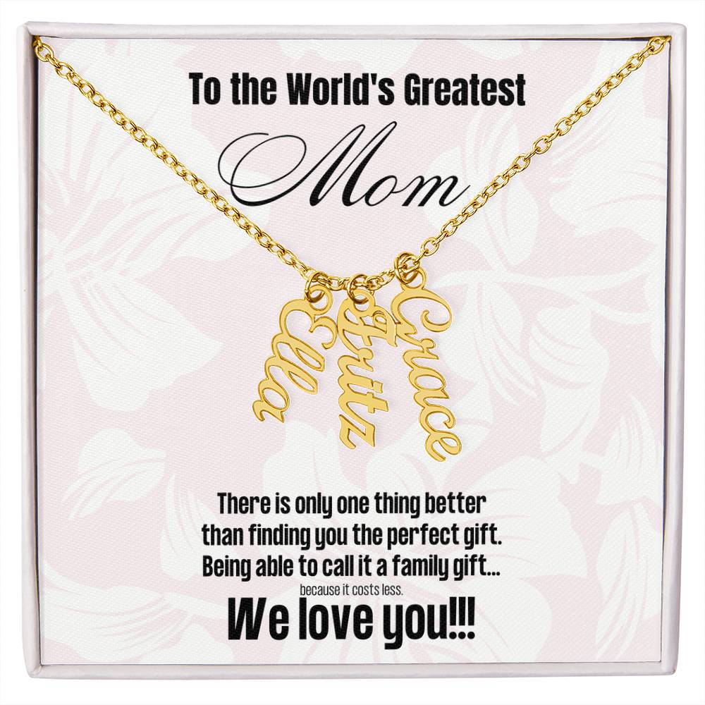 Multi Name Pendant Necklace For Mom | Comes with Funny Mom Message Card | Customize with up to 4 names | Great for birthdays or Mother's Day | Gifts for Moms