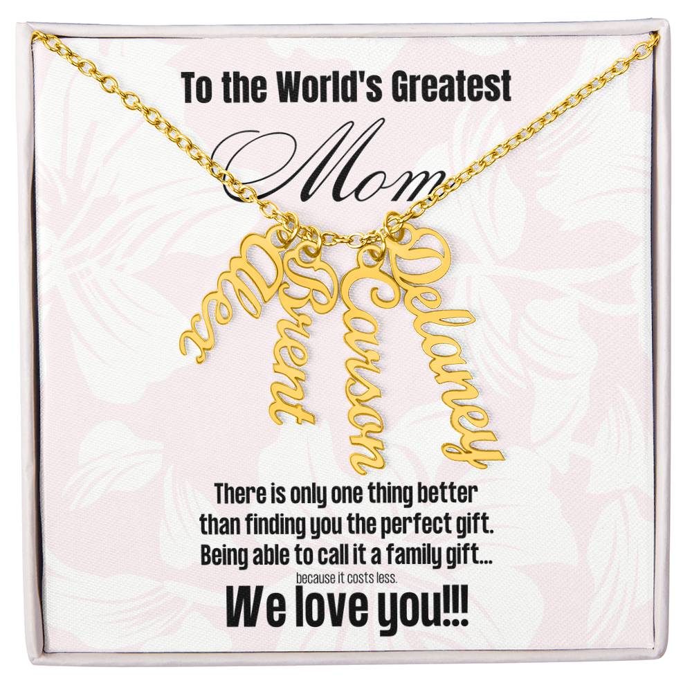 Multi Name Pendant Necklace For Mom | Comes with Funny Mom Message Card | Customize with up to 4 names | Great for birthdays or Mother's Day | Gifts for Moms