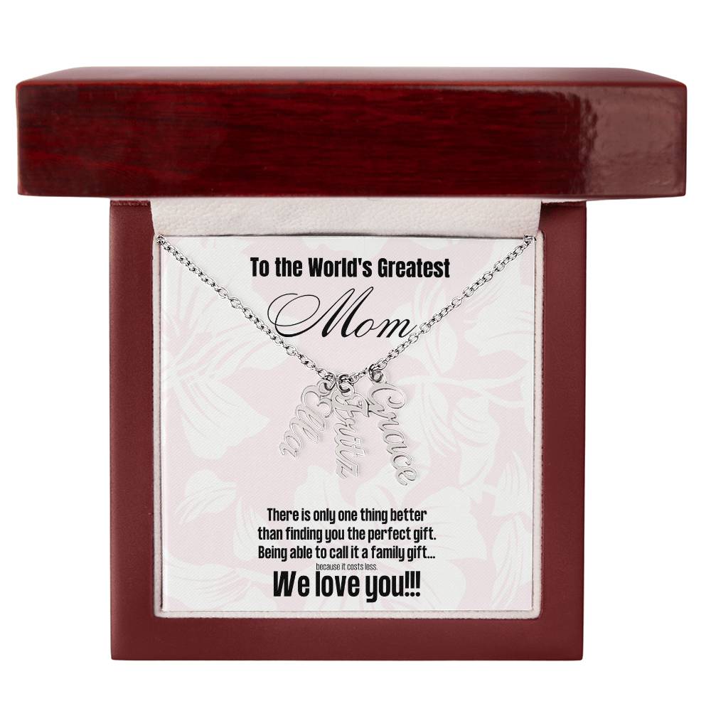 Multi Name Pendant Necklace For Mom | Comes with Funny Mom Message Card | Customize with up to 4 names | Great for birthdays or Mother's Day | Gifts for Moms