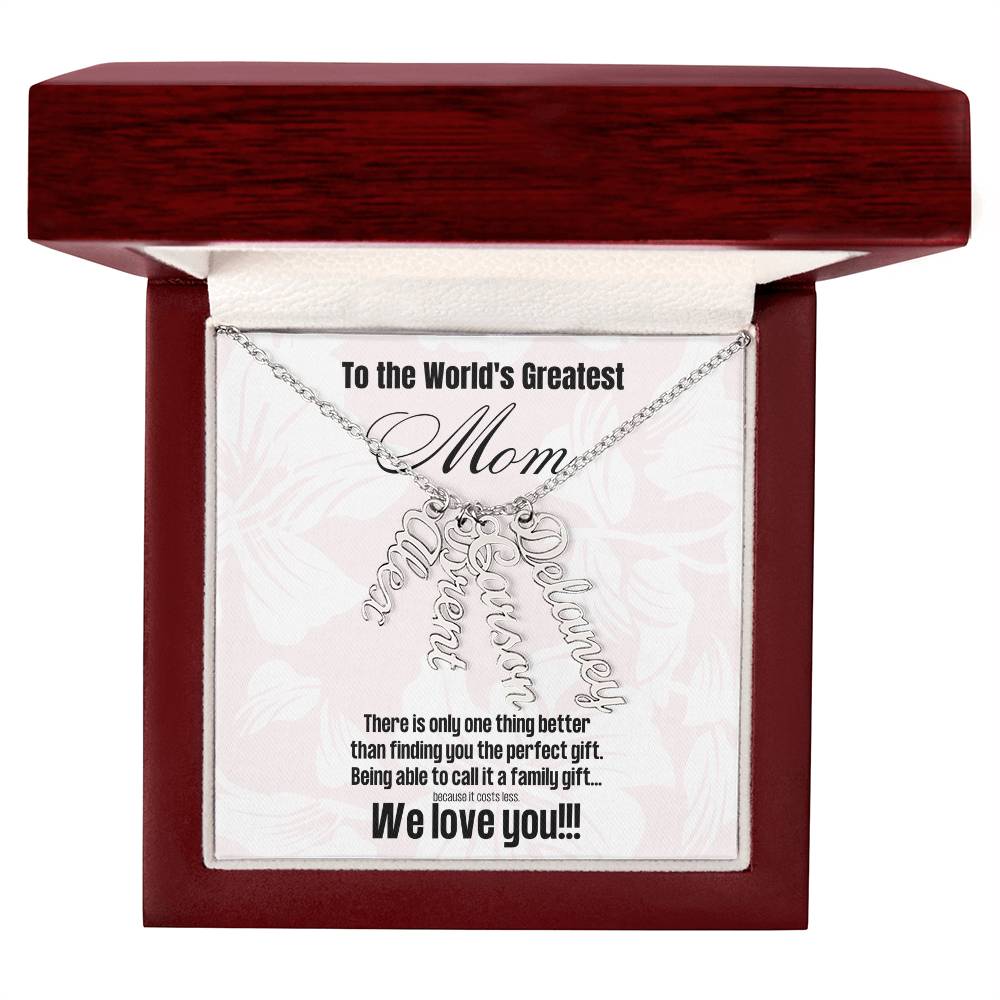 Multi Name Pendant Necklace For Mom | Comes with Funny Mom Message Card | Customize with up to 4 names | Great for birthdays or Mother's Day | Gifts for Moms