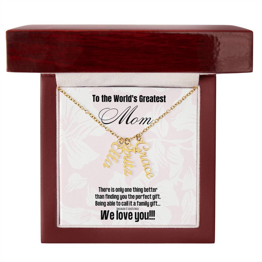 Multi Name Pendant Necklace For Mom | Comes with Funny Mom Message Card | Customize with up to 4 names | Great for birthdays or Mother's Day | Gifts for Moms