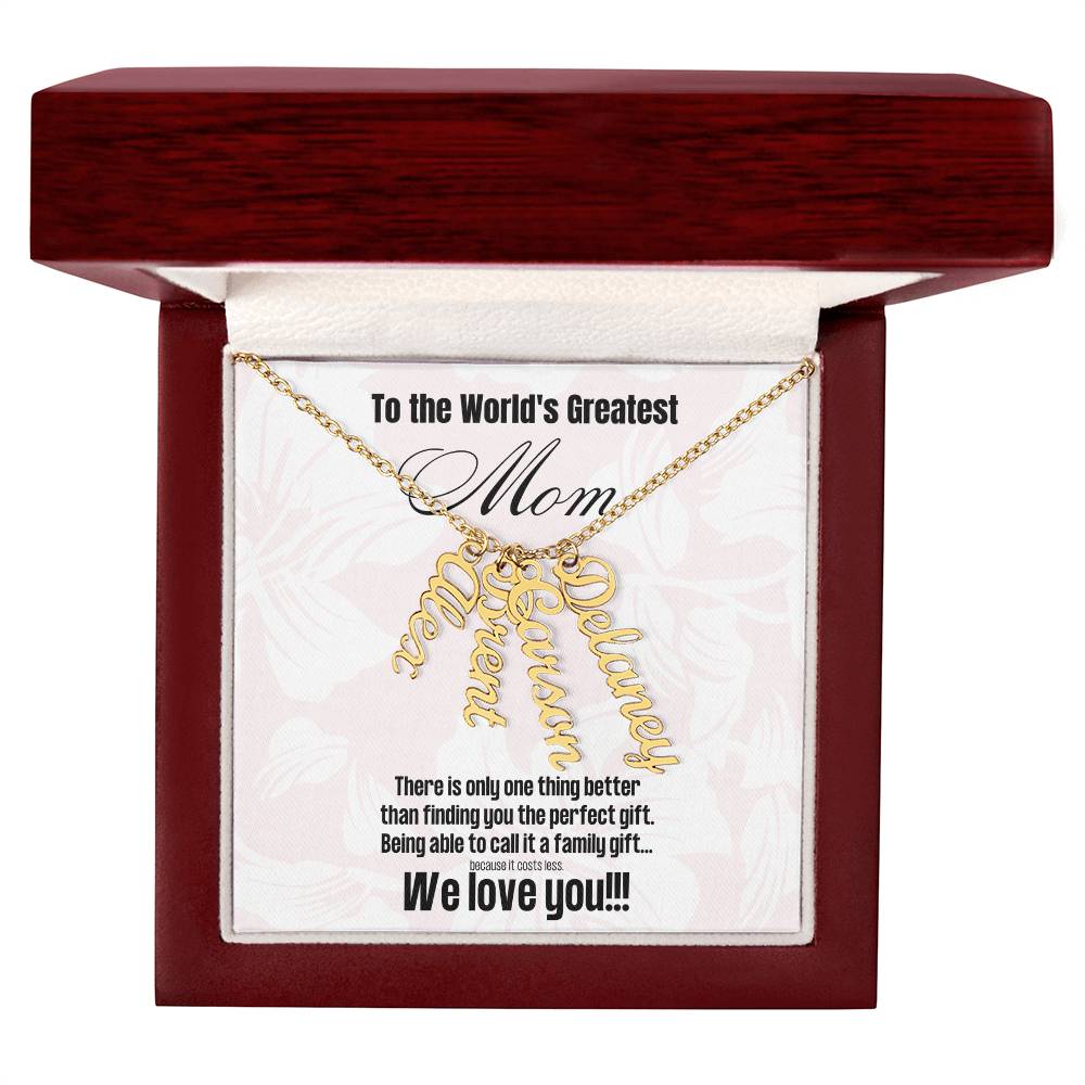 Multi Name Pendant Necklace For Mom | Comes with Funny Mom Message Card | Customize with up to 4 names | Great for birthdays or Mother's Day | Gifts for Moms