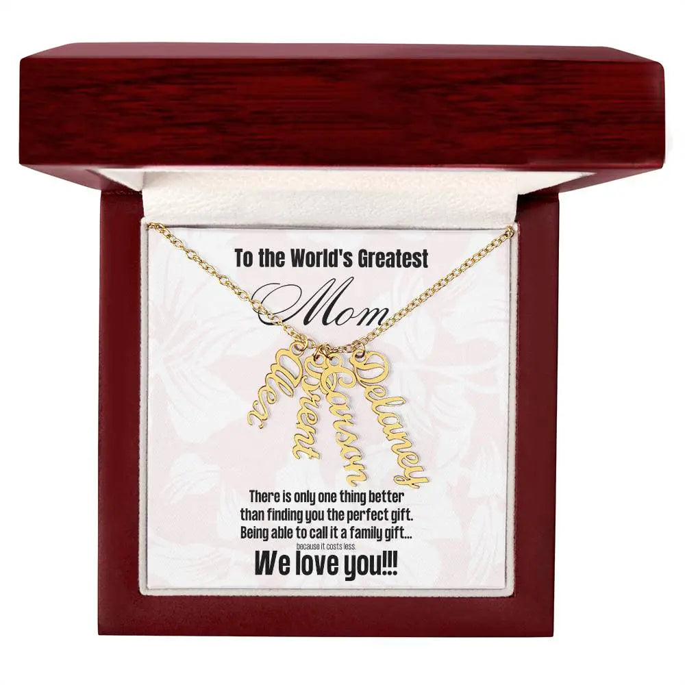 Multi Name Pendant Necklace For Mom | Comes with Funny Mom Message Card | Customize with up to 4 names | Great for birthdays or Mother's Day | Gifts for Moms ShineOn Fulfillment