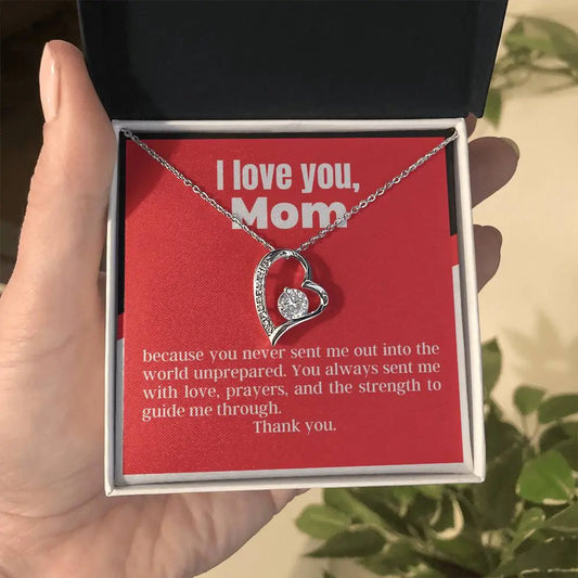 Forever Love Necklace for my Mom | Never sent me unprepared | Heart Pendant with Beautiful Message Card | Gifts for Mom ShineOn Fulfillment