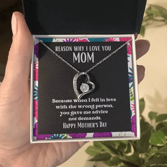 Heart and Stone Pendant Reasons I Love My Mother #13 | Positive messages with Made to Order Jewelry | Advice not demands ShineOn Fulfillment