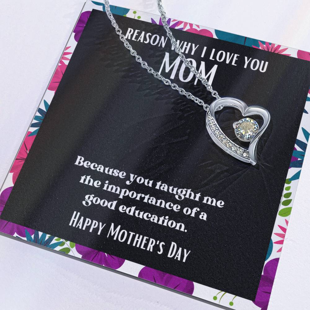 Heart and Stone Pendant Reasons I Love My Mother #12 | Positive messages with Made to Order Jewelry | Importance of Education