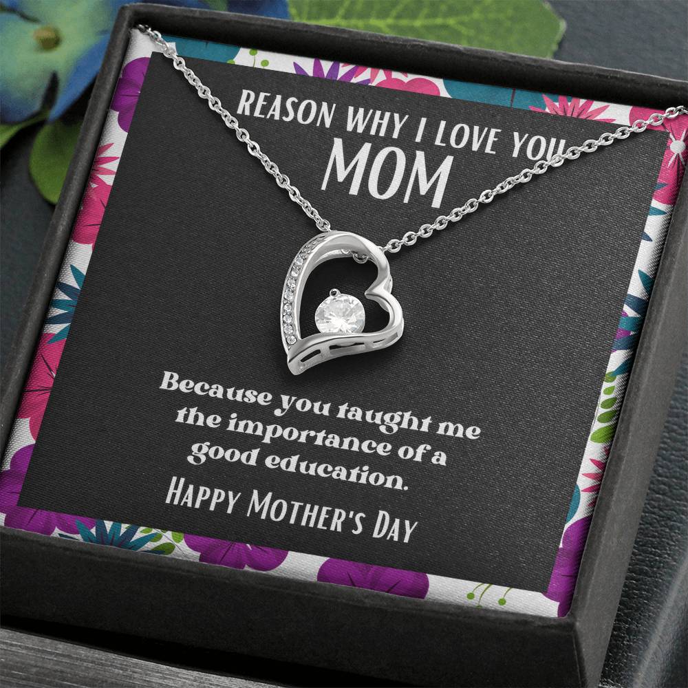 Heart and Stone Pendant Reasons I Love My Mother #12 | Positive messages with Made to Order Jewelry | Importance of Education