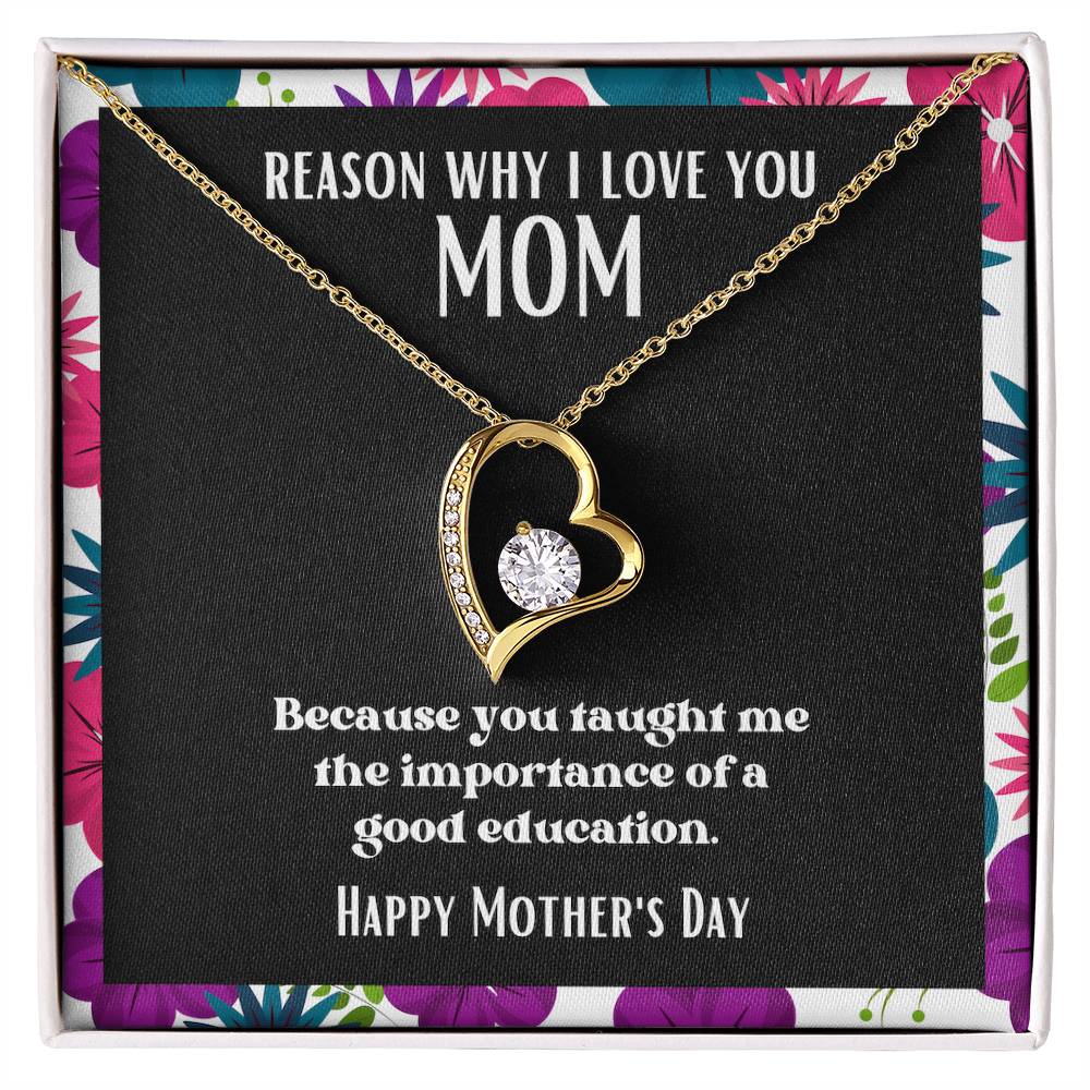 Heart and Stone Pendant Reasons I Love My Mother #12 | Positive messages with Made to Order Jewelry | Importance of Education