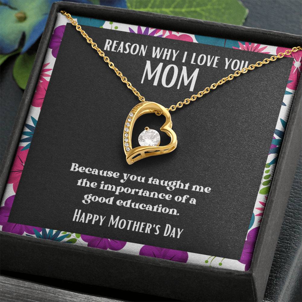 Heart and Stone Pendant Reasons I Love My Mother #12 | Positive messages with Made to Order Jewelry | Importance of Education