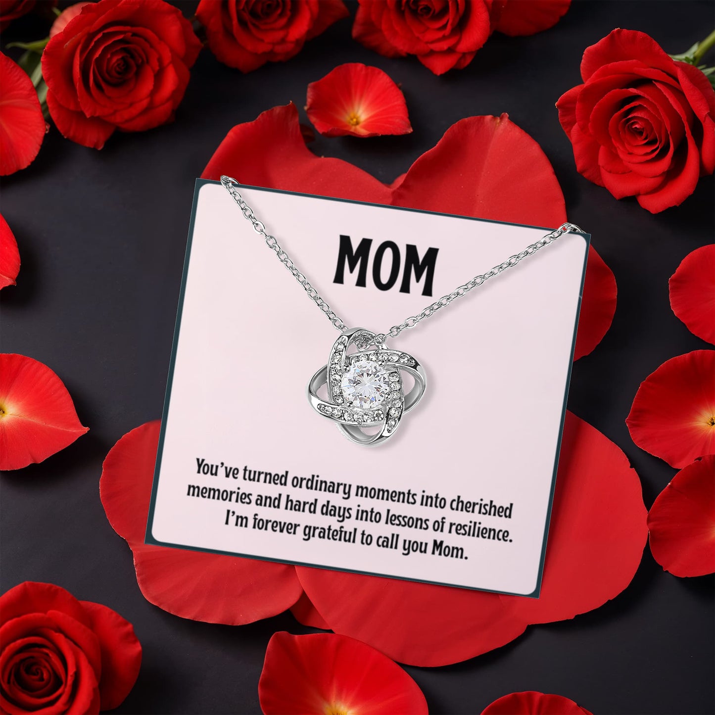 Cherished Memories Flower Necklace with Rotating Rose Gift Box