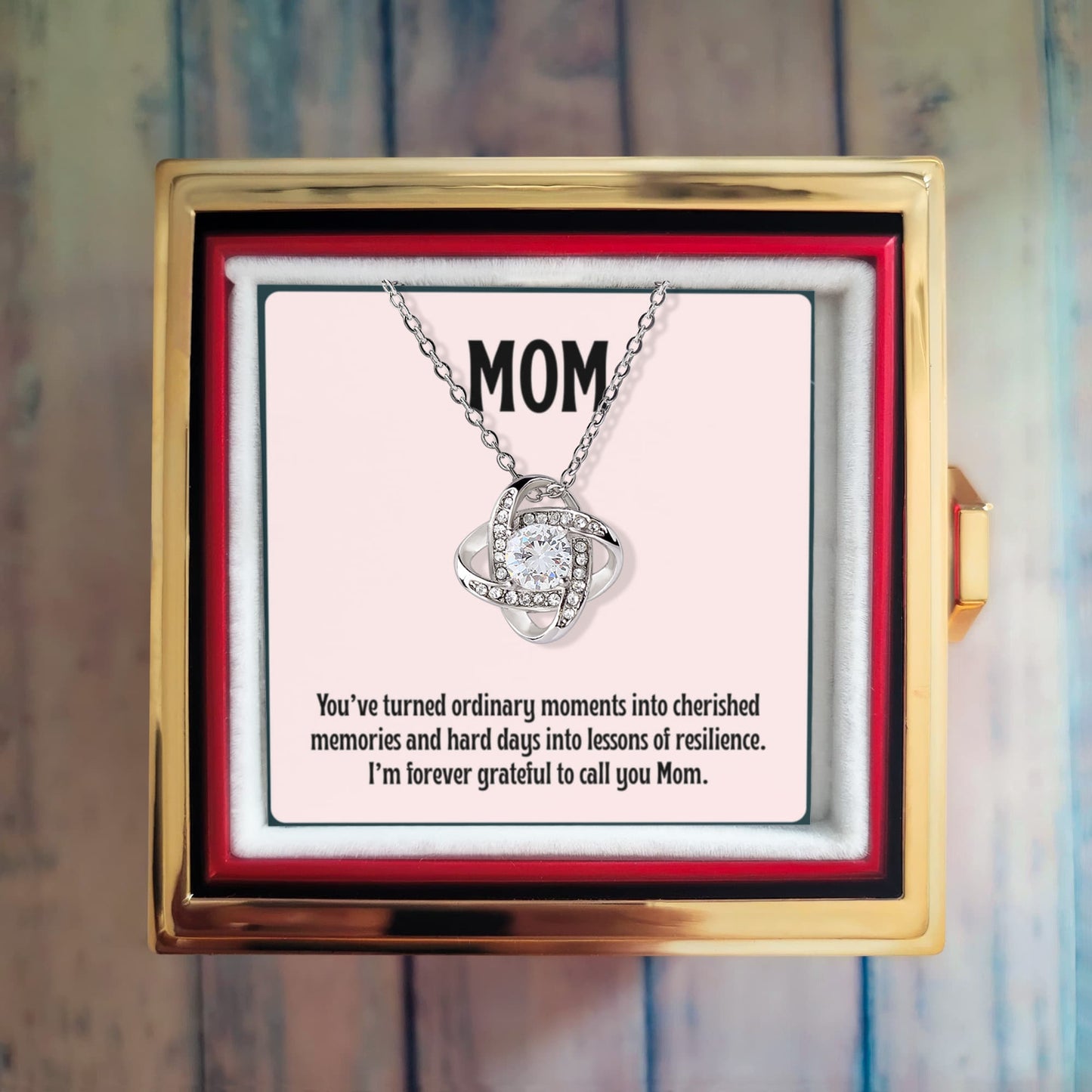 Cherished Memories Flower Necklace with Rotating Rose Gift Box