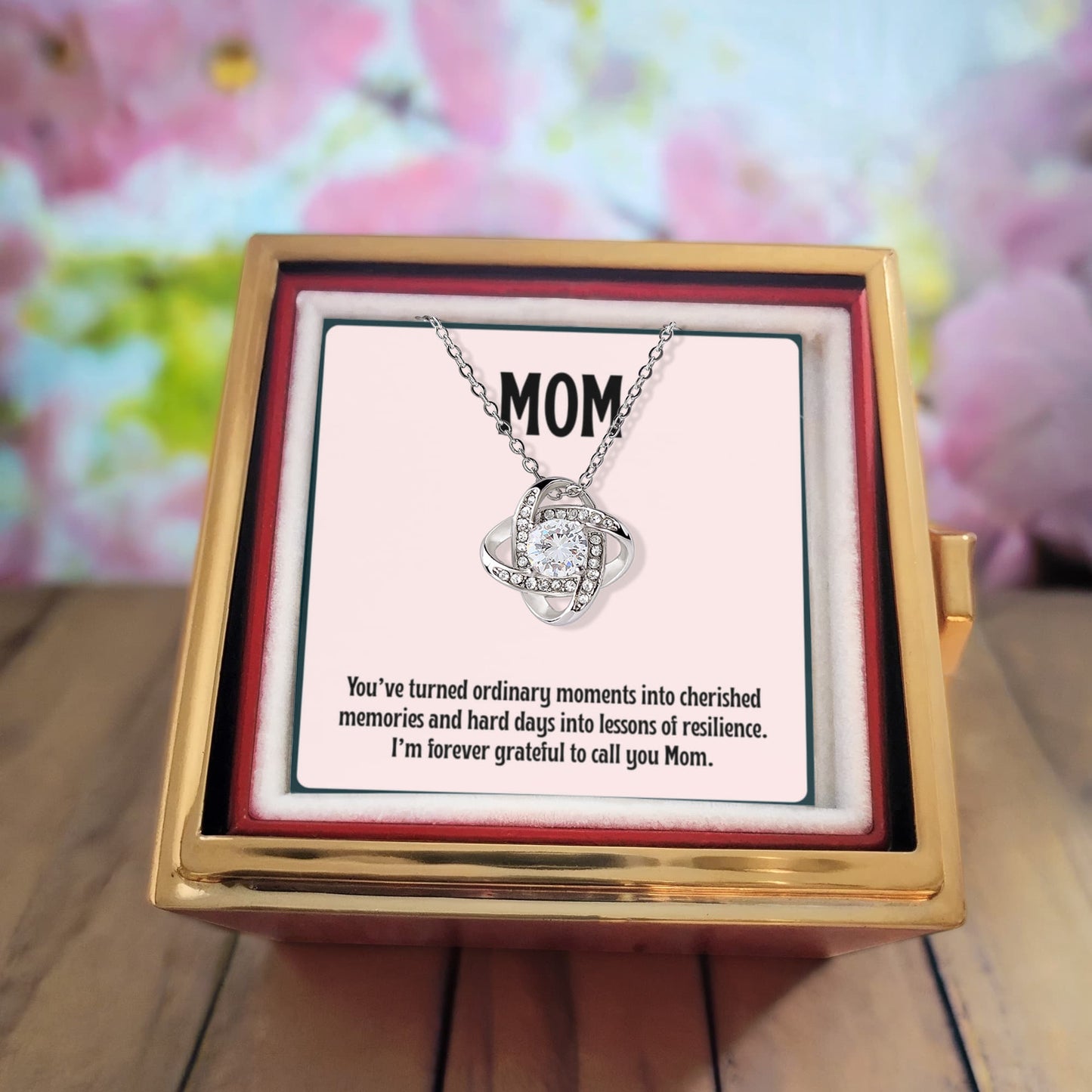 Cherished Memories Flower Necklace with Rotating Rose Gift Box