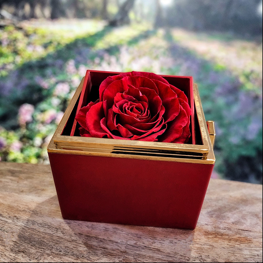 Cherished Memories Flower Necklace with Rotating Rose Gift Box