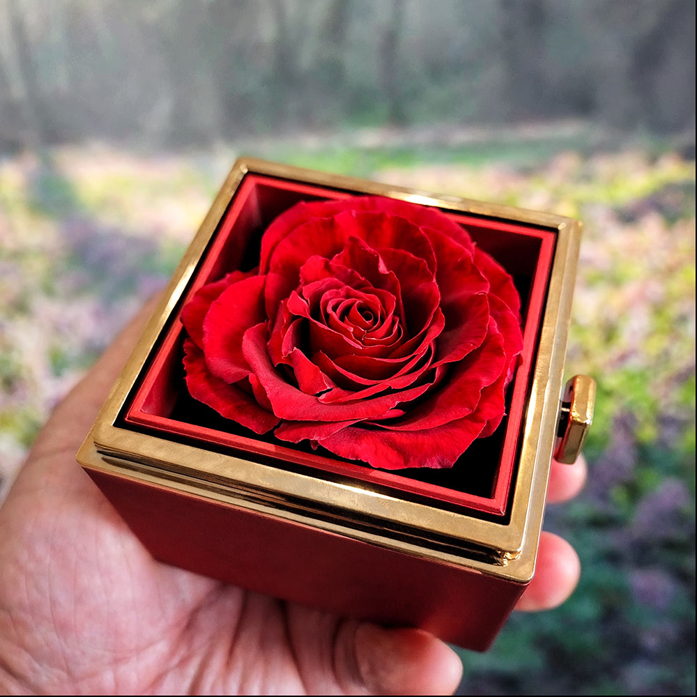 Cherished Memories Flower Necklace with Rotating Rose Gift Box