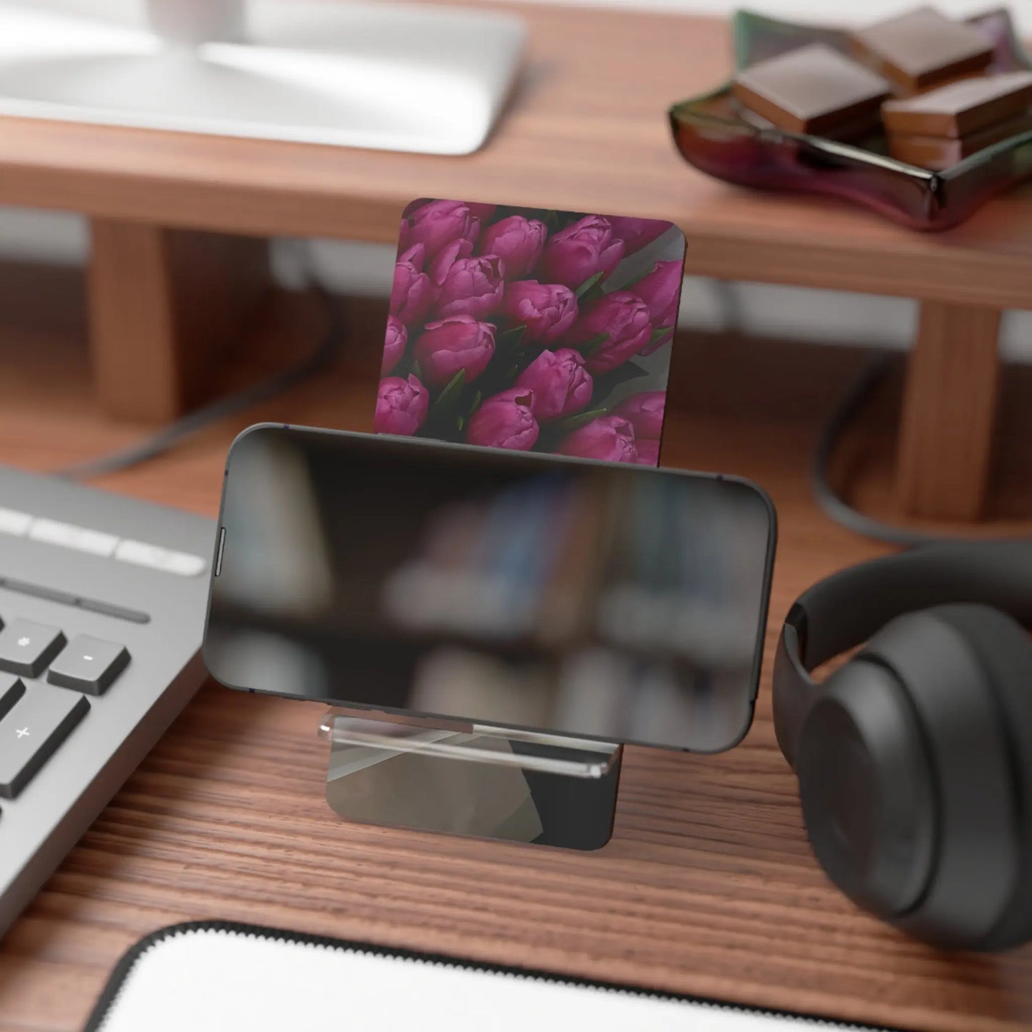 Phone Stand — "I Love You Mom" Floral Mobile Display Stand Printify