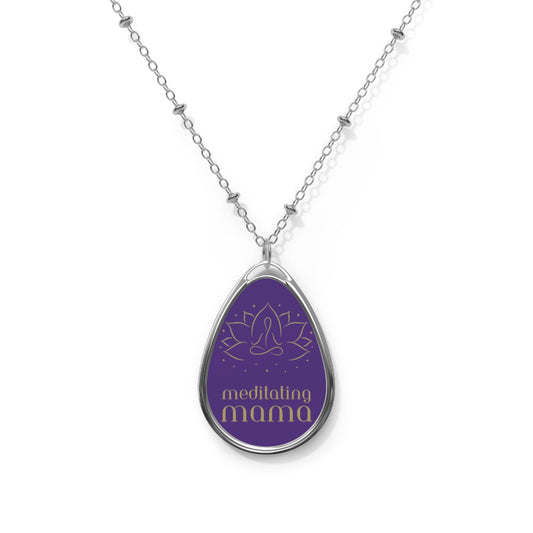 Meditating Mama Oval Necklace | Gifts For Mom | Zinc Alloy Pendant