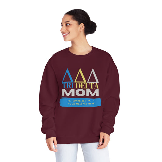 Personalizable Tri Delta Mom NuBlend® Crewneck Sweatshirt | Get your shirt customized | For sorority moms | Gifts for Mom