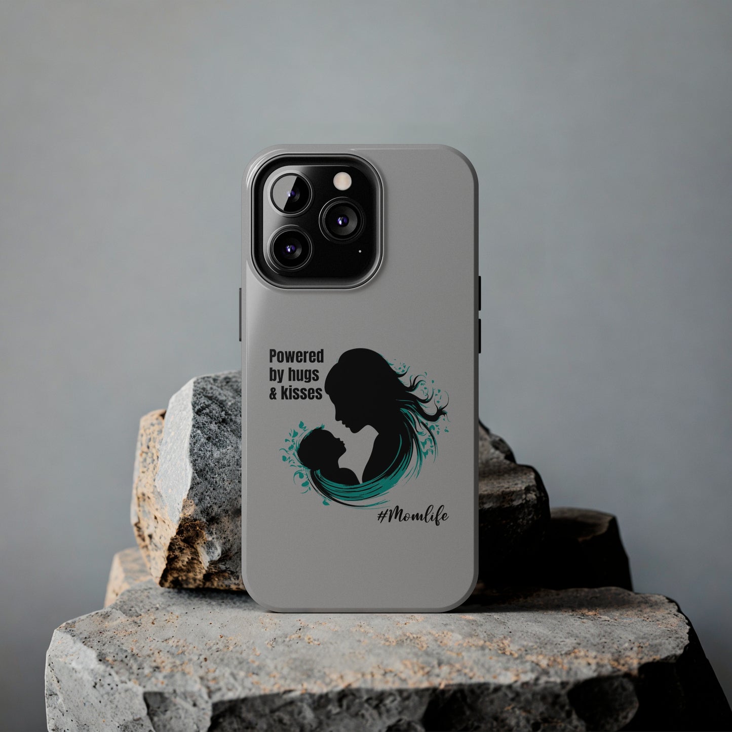 Powered By Hugs & Kisses Tough iPhone Cases | Great gift for Mom | #MomLife