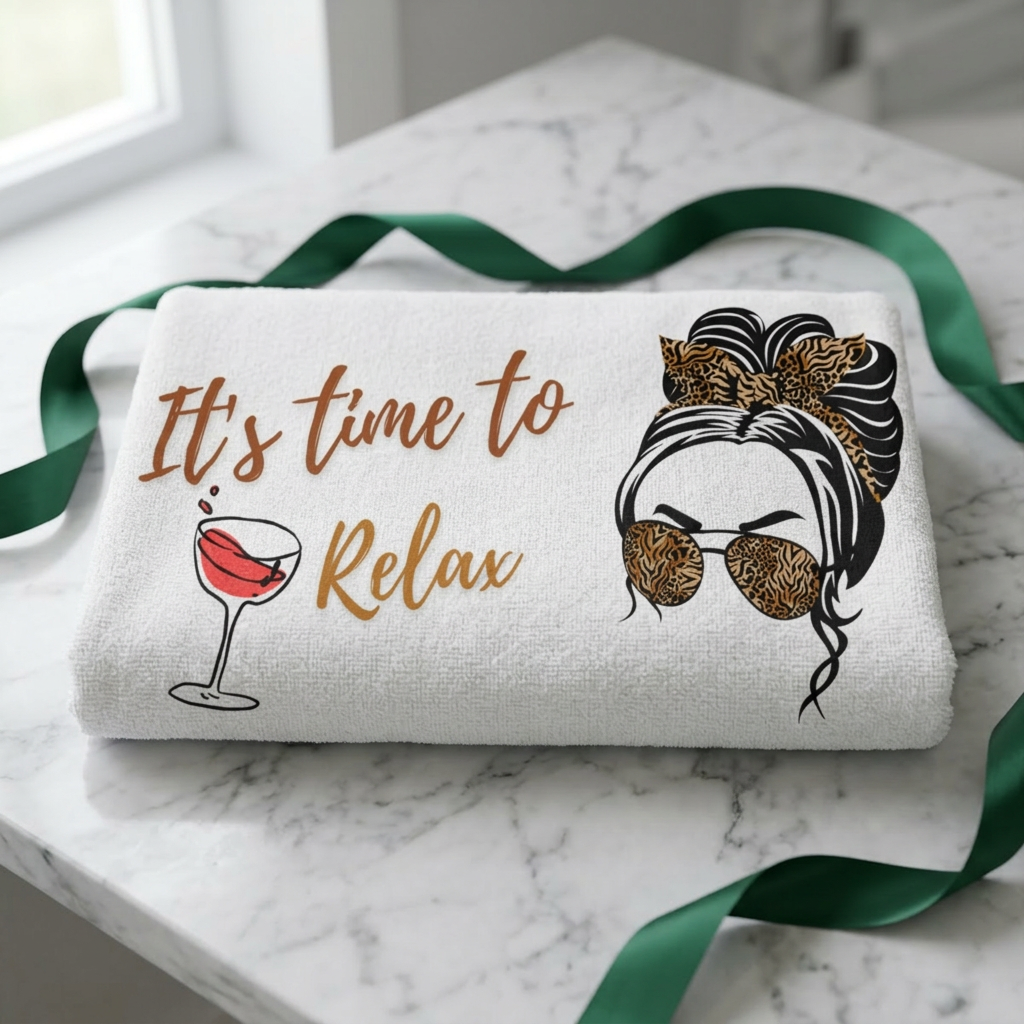 ‘It’s Time to Relax’ Leopard Sunglasses & Wine Beach Towel