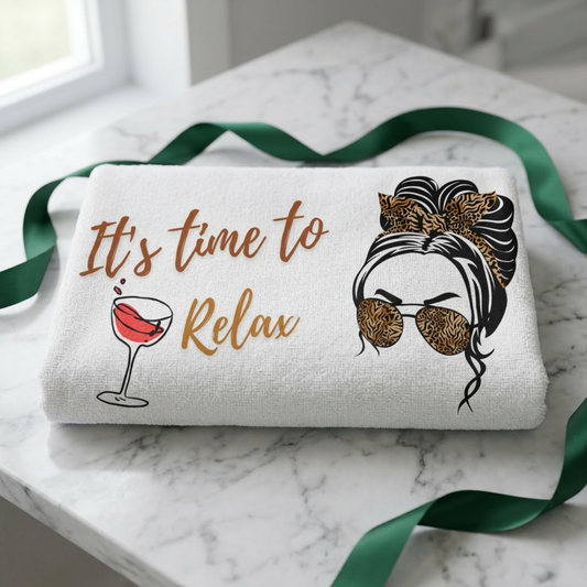 ‘It’s Time to Relax’ Leopard Sunglasses & Wine Beach Towel
