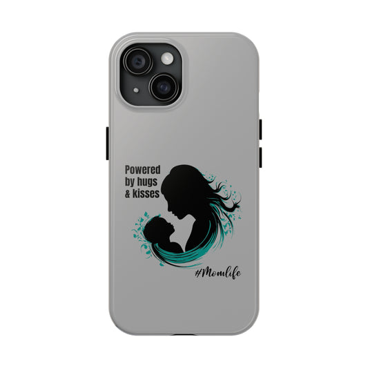 Powered By Hugs & Kisses Tough iPhone Cases | Great gift for Mom | #MomLife