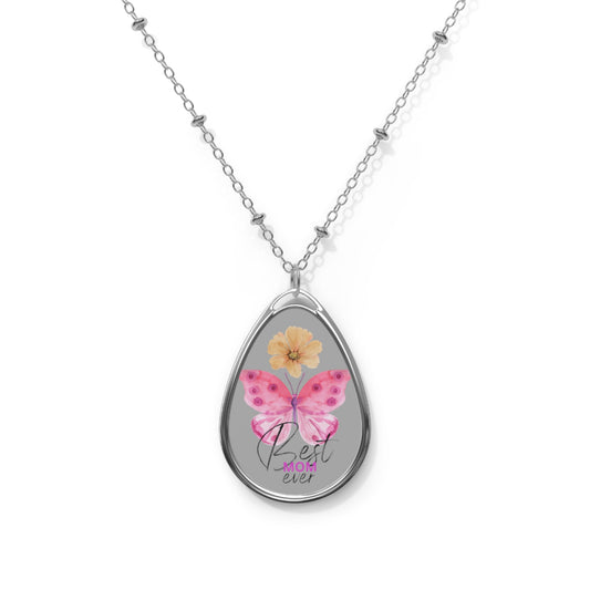 Best Mom Ever Tear Drop Necklace | Gifts for Mom | Oval Necklace