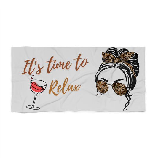 ‘It’s Time to Relax’ Leopard Sunglasses & Wine Beach Towel