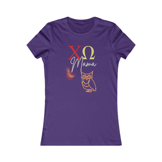 Chi Omega Mama Owl Shirt For Sorority Sister Moms | Bella+Canvas Women's Favorite Tee | Gifts for Moms