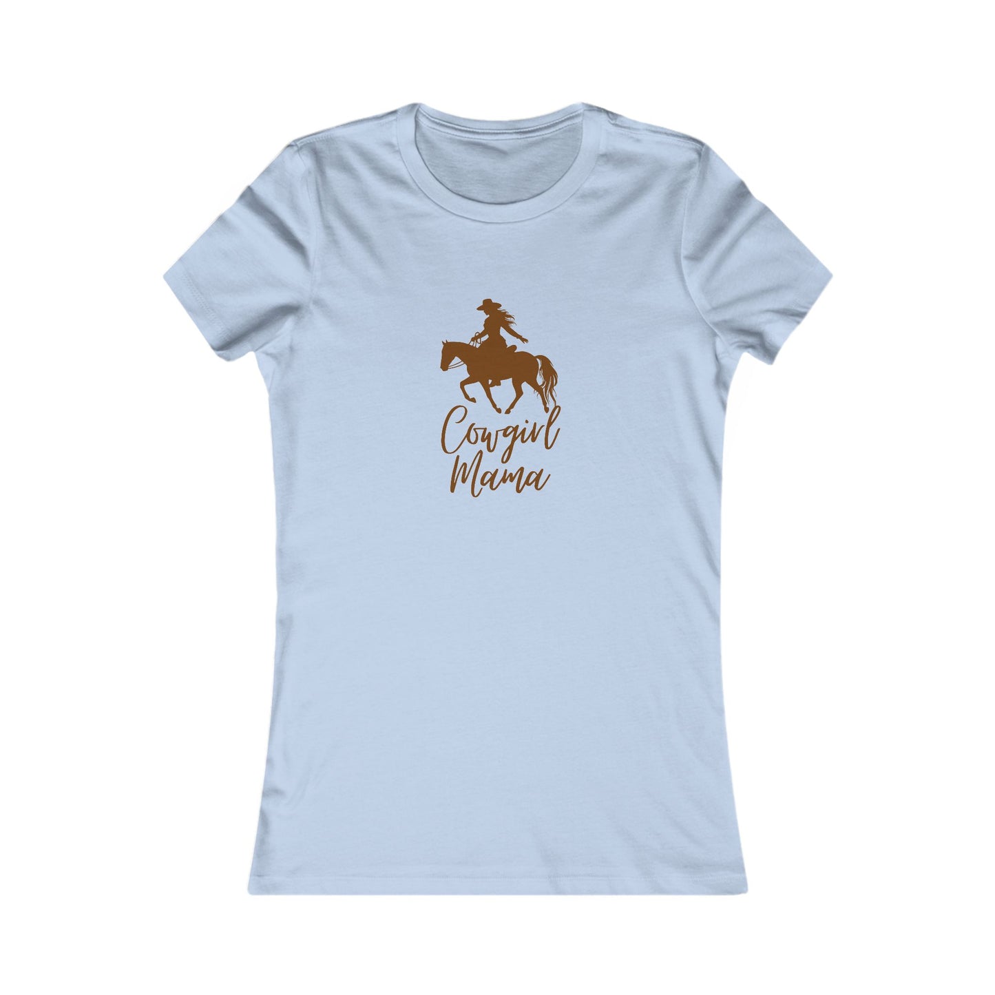 Cowgirl Mama sky blue T-shirt, from the Gifts For Mom store. The shirt set against a plain white background.