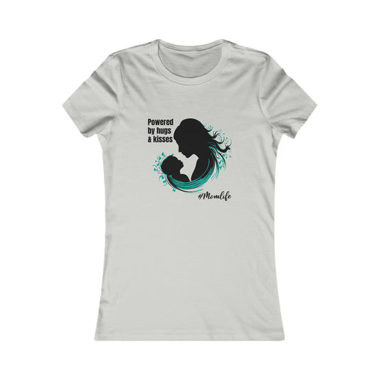 Gifts-For-Mom-grey-t-shirt-powered-by-hugs-kisses
