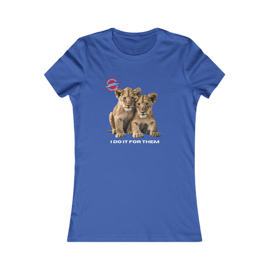 This royal blue t-shirt from the Gifts For Mom store showcases two lion cubs sitting together. Above them, a circular stamp reads Certified Mama Mentality shines, and below, the phrase I DO IT FOR THEM serves as a touching way to celebrate mom every day.