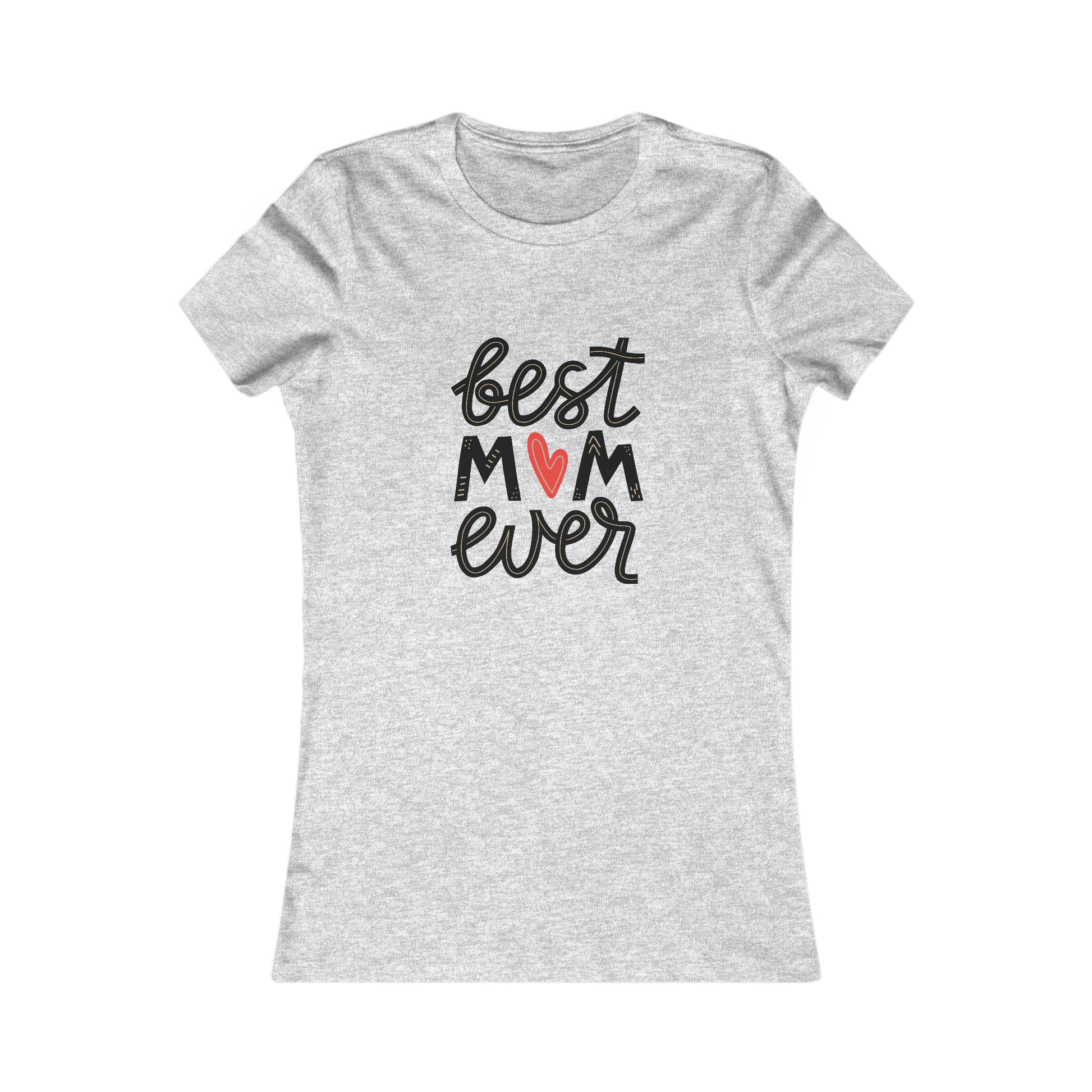 Celebrate mom with a vivid heather grey T-shirt from the Gifts For Mom store. Featuring best MOM ever on the front, where a red heart charmingly replaces the letter O, this shirt is beautifully laid out against a plain white background.