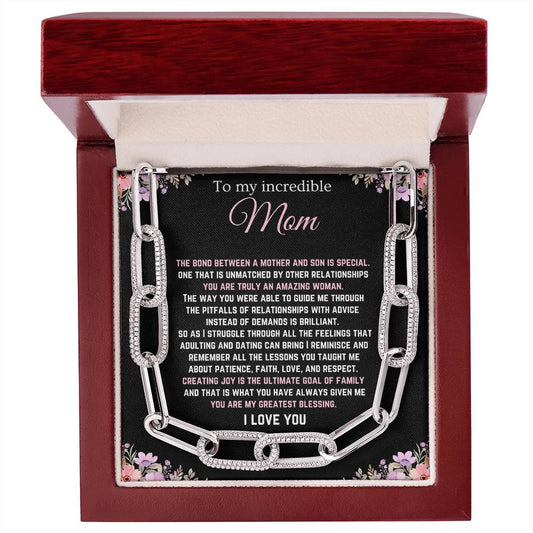 Forever Linked Necklace with beautiful message card | Mother-Son Bond | For Mother's Day | Gifts for Mom