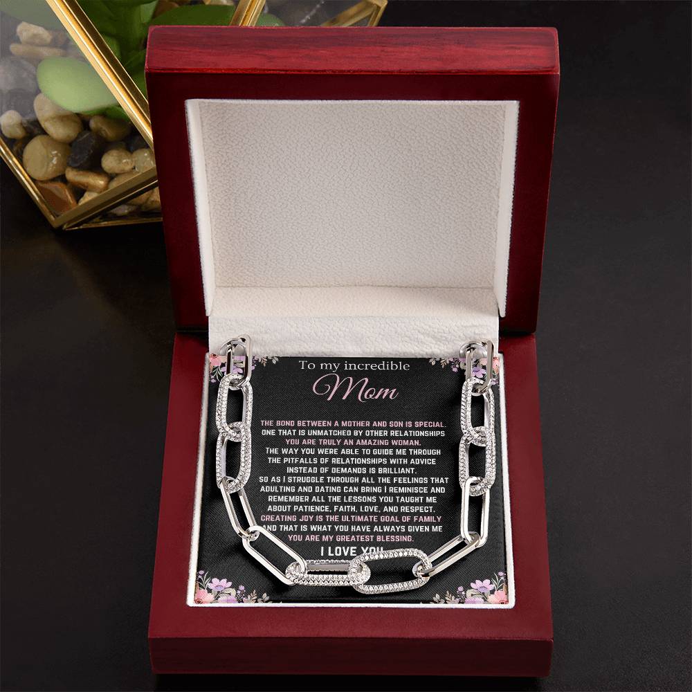 Forever Linked Necklace with beautiful message card | Mother-Son Bond | For Mother's Day | Gifts for Mom