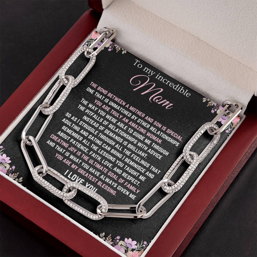 Forever Linked Necklace with beautiful message card | Mother-Son Bond | For Mother's Day | Gifts for Mom