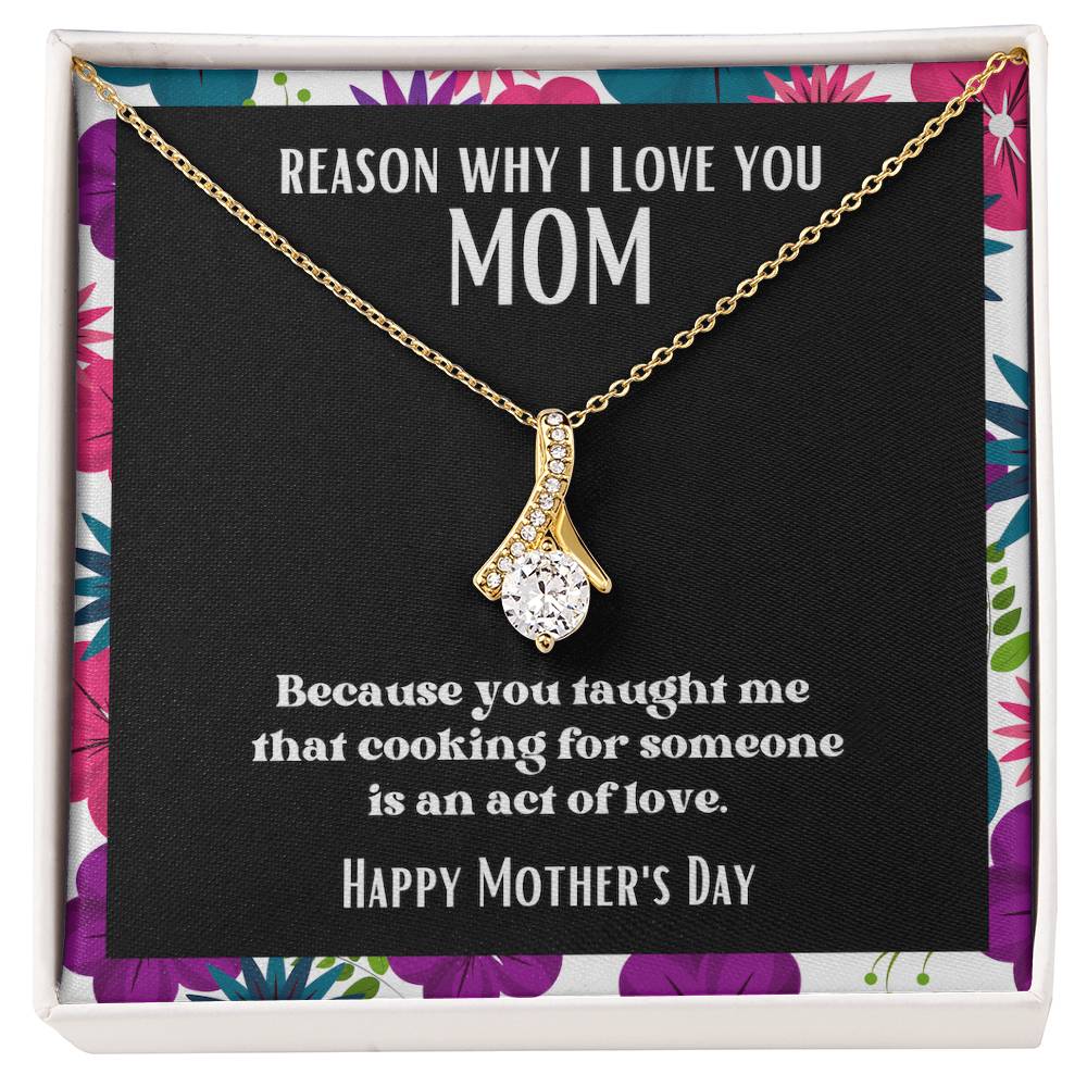 Ribbon Pendant Reasons I Love My Mother #8 | Positive messages with Made to Order Jewelry | Cooking is an act of love