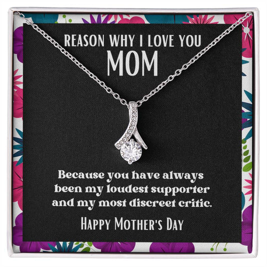 Ribbon Pendant Reasons I Love My Mother #6 | Positive messages with Made to Order Jewelry | Loudest supporter