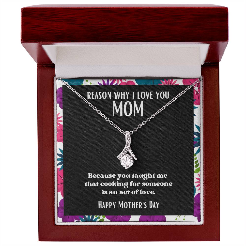 Ribbon Pendant Reasons I Love My Mother #8 | Positive messages with Made to Order Jewelry | Cooking is an act of love