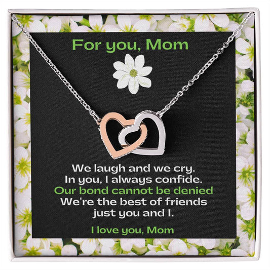 Interlocking Hearts Pendant Necklace for BFF Mom | Best Friend Mom | Gifts for Mom | Great Present for Birthdays, Mother's Day or Just Because